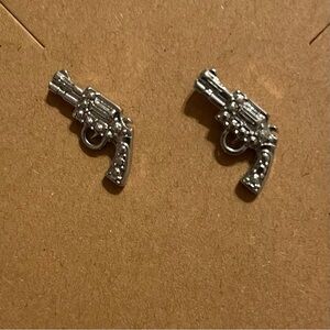 Silver Colored Gun Earrings